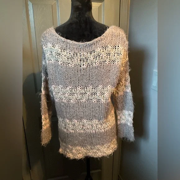 Free People Linus striped sweater XS gray and white - Picture 3 of 5